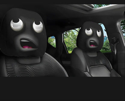 Scary Halloween Car Headrest Cover – Printed Creepy Face Seat Protector for Funny Vehicle Decorations, Haunted Themes and Spooky Seasonal Styling