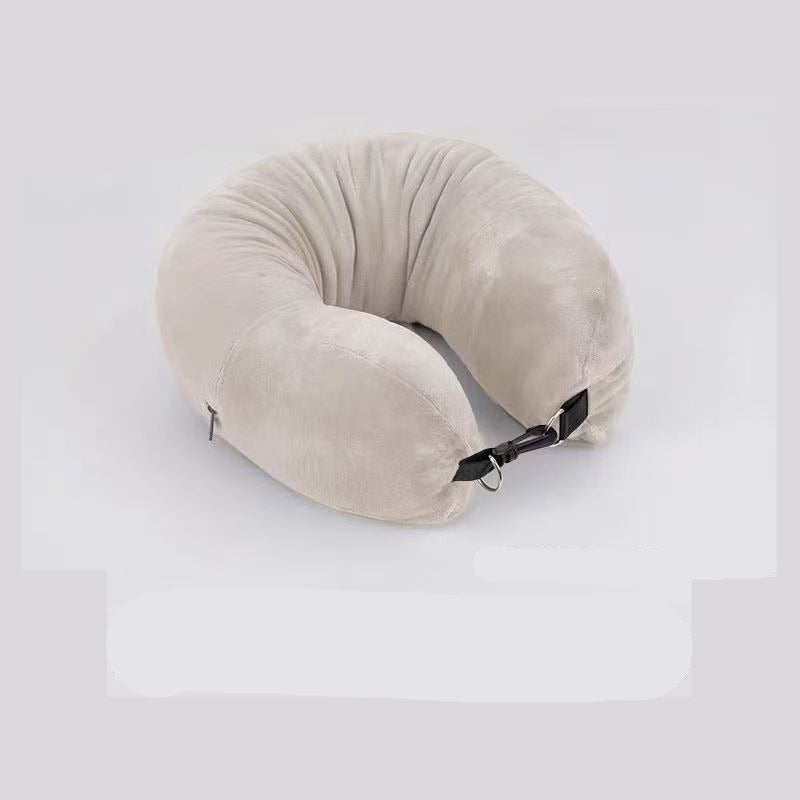Stuffable Travel Neck Pillow – Velvet Airplane & Car Neck Pillow You Fill With Your Clothes