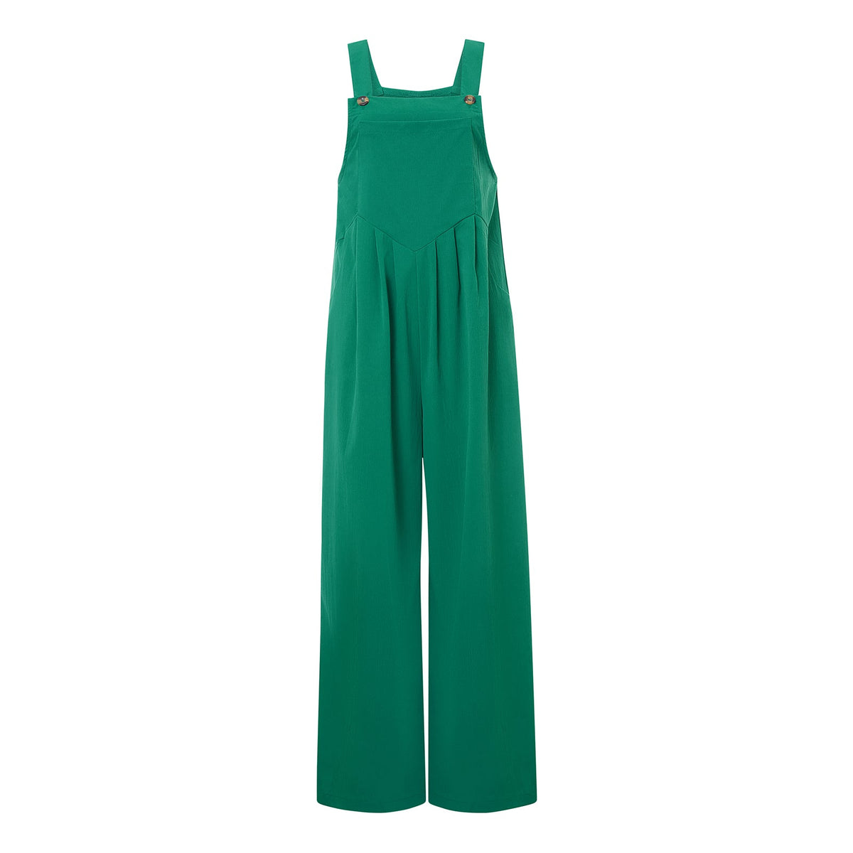 Women’s Loose Fit Jumpsuit – Trendy Solid Color Wide-Leg Suspender Overalls with Buttons & Pockets for Casual Streetwear Fashion