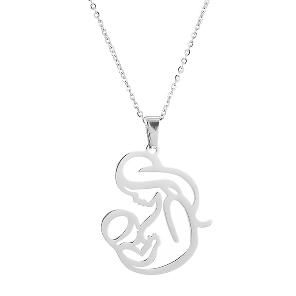Stainless Steel Family Mom Daughter Pendant Necklace – Mother’s Day Jewelry Gift for Women, Symbolic Love Necklace for Moms Daughters Pregnancy Keepsake
