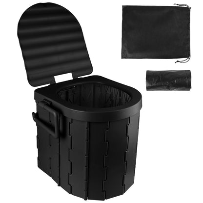 Portable Folding Camping Toilet Seat – Travel Bucket Toilet with Lid for Car Trips, Emergency Outdoor Camping Toilet for Hiking, Fishing and Road Travel