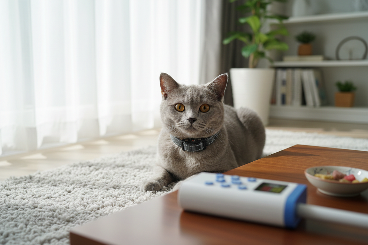No-Shock Cat Training Collar – Remote-Controlled Anti-Meowing Collar for Gentle Behavior Guidance and Convenient Indoor Pet Training