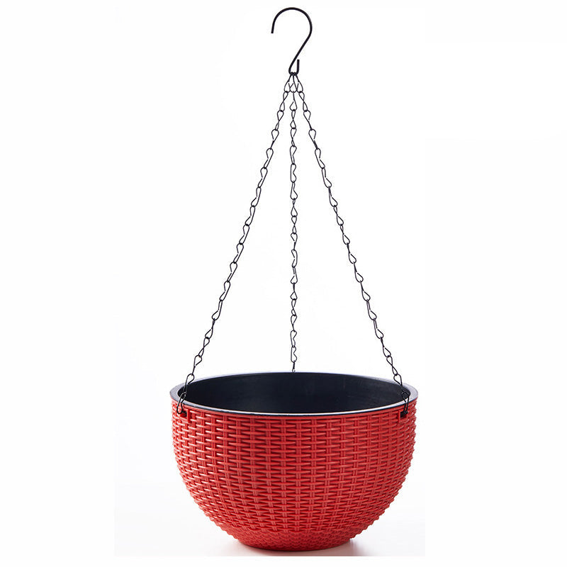 Hanging Plastic Flower Pot – European Honeycomb Pattern Imitation Rattan Basket for Indoor Plants, Balcony Decor and Vertical Gardening