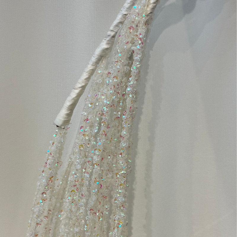 Sequin Glitter Christmas Branch Sticks – Artificial White Tassel Plant Decorations for Holiday Trees, Parties & Festive Displays