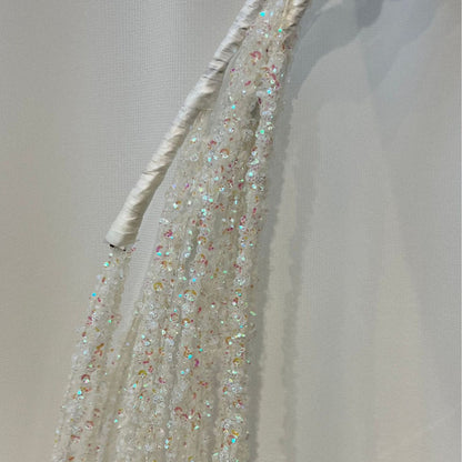 Sequin Glitter Christmas Branch Sticks – Artificial White Tassel Plant Decorations for Holiday Trees, Parties & Festive Displays
