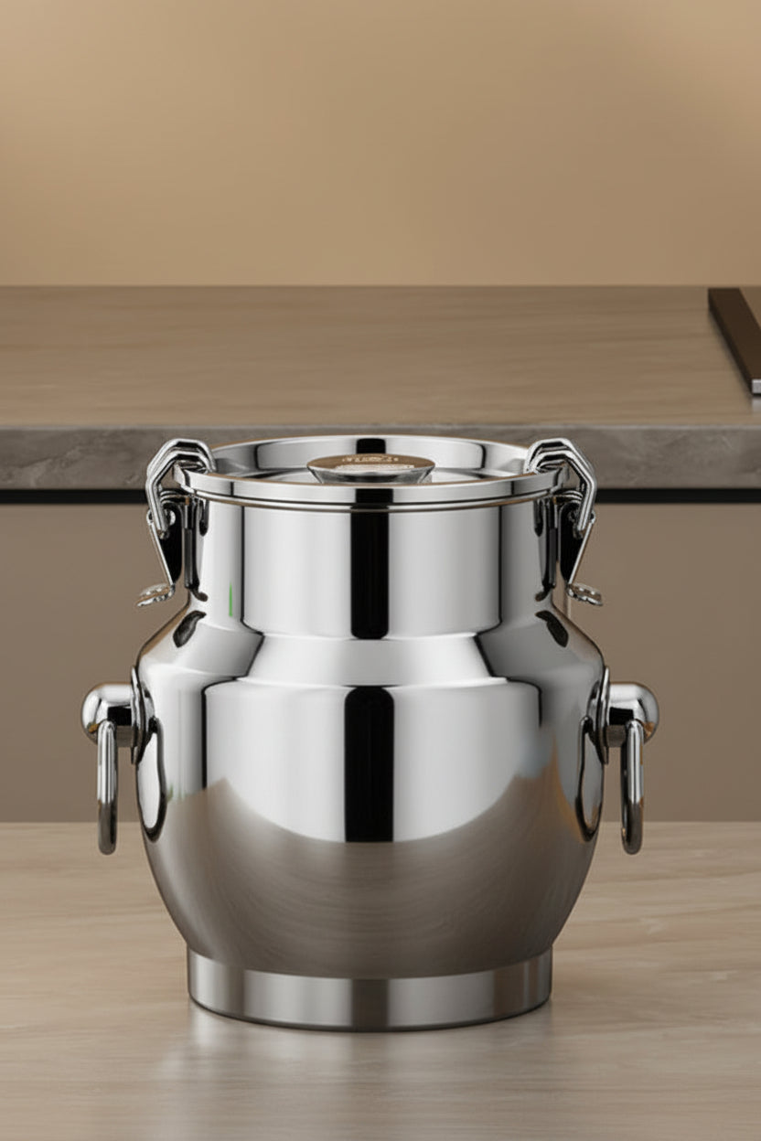 Airtight Stainless Steel Rice Canister – Large-Capacity Anti-Corrosion Food Storage Bin with Lid for Rice, Tea, Grains and Kitchen Organization
