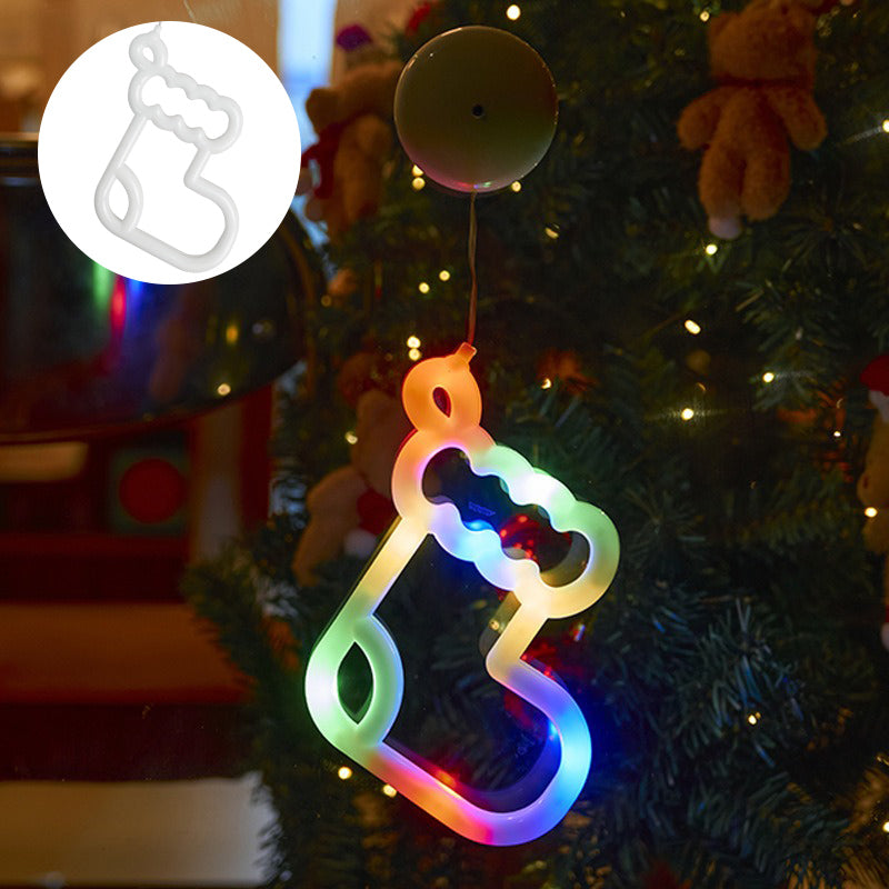 Battery-Powered Window Wall Lights – Snowflake, Stocking & Bell Designs with Suction Cups for Holiday Decor, Ramadan Ambience, and Festive Home Styling