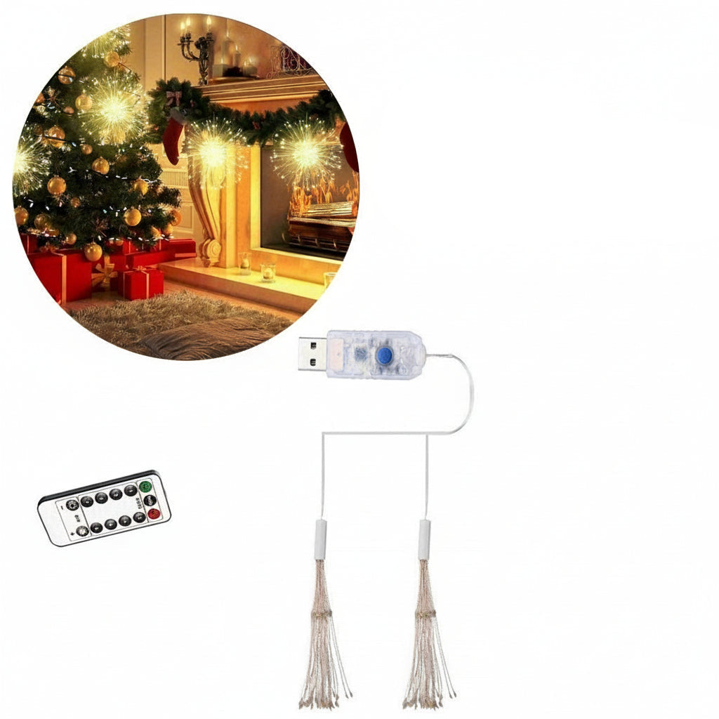 USB Hanging Firework Light – 270-LED DIY Starburst Fairy Lamp for Christmas, Garden Décor, Festival Garlands & Holiday Ambience