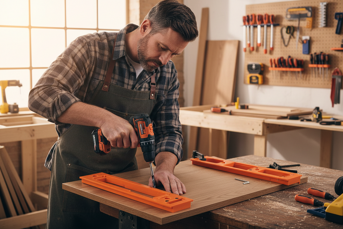 Professional Carpenter Slotting Template – Precision 3D Concealed Hinge Installation Tool for Wooden Doors and Frame Projects