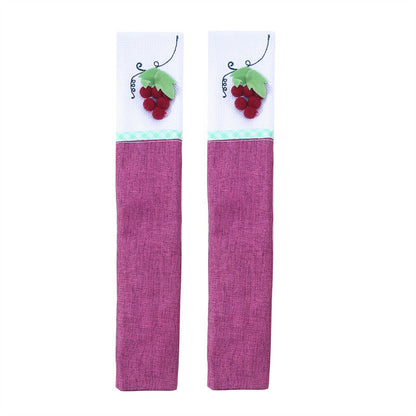 Linen Embroidered Handle Covers – Protective Refrigerator & Microwave Door Handle Gloves with Christmas Designs for Holiday Home Decoration