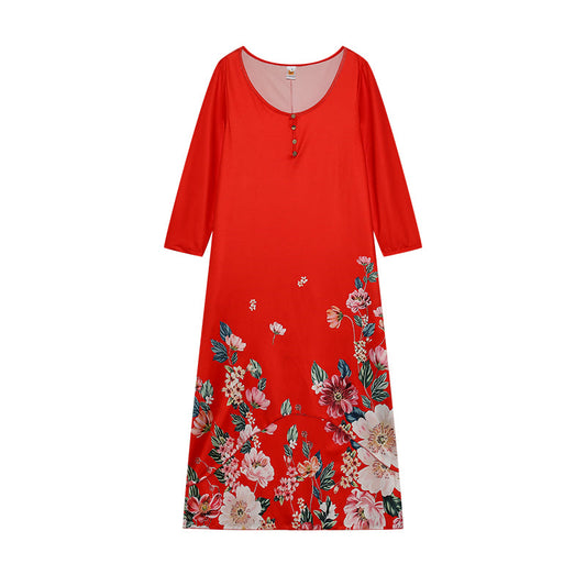 Women’s Printed Long Sleeve Dress – Trendy Fashion Dress with Irregular Hem Elegant Casual Wear for Modern Women