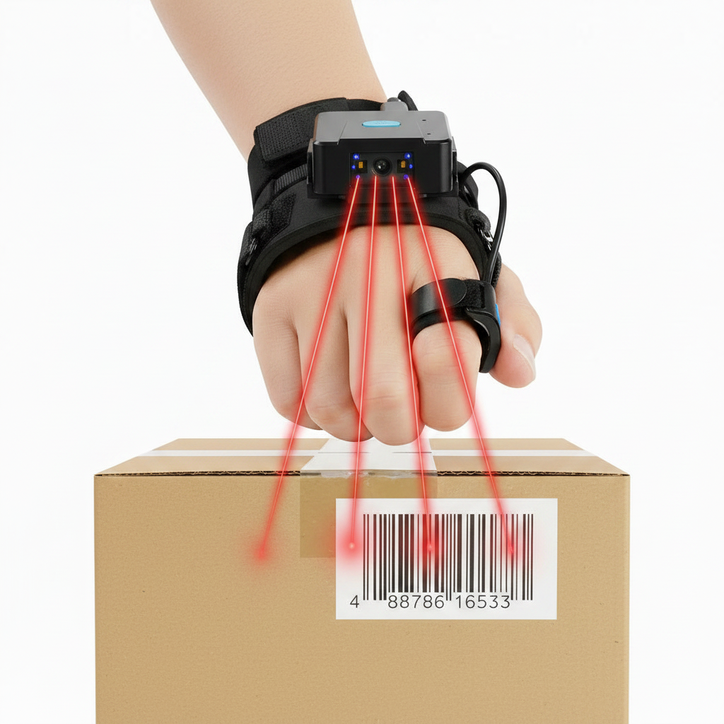 Wearable Bluetooth Barcode Scanner – Wireless Finger Glove Scanner for 1D QR Codes, Warehouses and Inventory Management