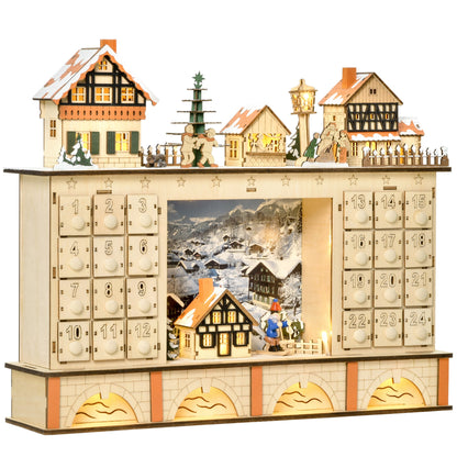 Wooden Advent Calendar – Fillable 24-Drawer Christmas Countdown Box, Natural Finish Holiday Display for Home Christmas Festive Decoration