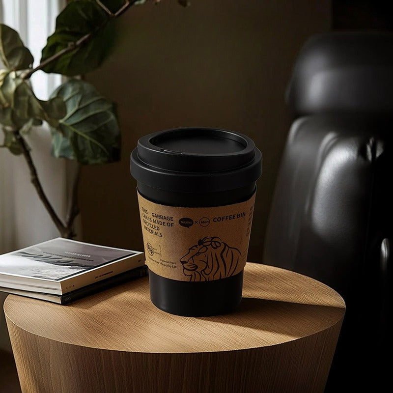 Coffee Cup Style Desktop Trash Can – Small Plastic Waste Bin with Lid for Home, Office and Bedroom Use