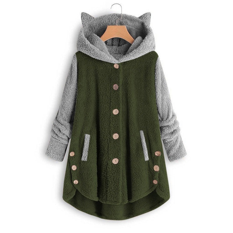 Women's Cat Ear Hoodie - Fleece Pullover Sweatshirt with Cute Print and Plus Size Comfort