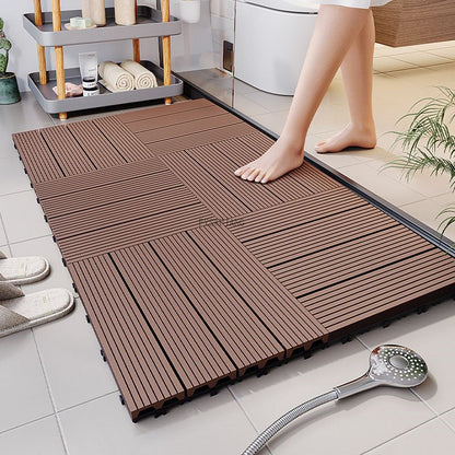 Raised Wood-Look Floor Mat – Moisture-Proof Anti-Fall Splicing Pad for Elderly and Pregnant Users with Safer Bathroom or Home Footing