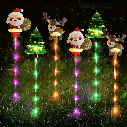 Solar Christmas Lawn Light Set – 6-Piece Santa & Reindeer Waterproof Garden Lamps for Festive Outdoor Holiday Decoration