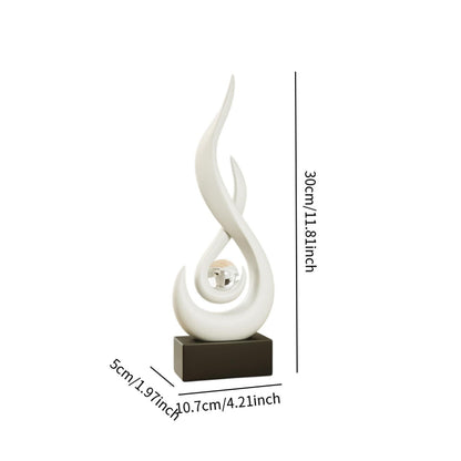 Modern Abstract Fire Resin Statue - Artistic Desk Ornament for Stylish Home Interiors, Study, or Office Decorative Placement