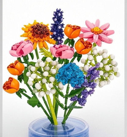 Flower Bouquet Building Block Advent Calendar – 24 Day Sunflower Countdown Construction Set for Creative Christmas Decorating Fun