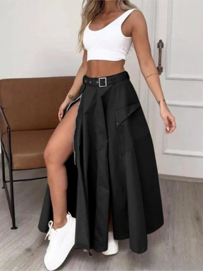 Women's Fashion High Waist Maxi Skirt Set – Casual Women’s Two Piece Outfit with Tank Top and Slit Skirt, Summer Streetwear Fashion