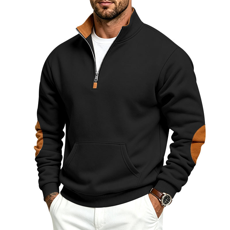 Men's Fleece Lined Sweatshirt – Thick Stand Collar Zip Up Pullover for Autumn Winter Casual Streetwear, Outdoor Comfort and Warmth