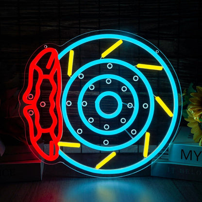 Brake Pads Neon Sign – USB LED Garage Wall Decor for Car Lovers, Racing Fans, Workshops, Bars and Man Cave Lighting