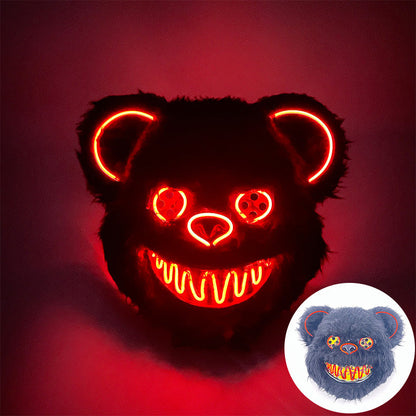 Glowing Bear Horror Mask - LED Light Up Scary Costume Mask for Halloween Cosplay Party Props