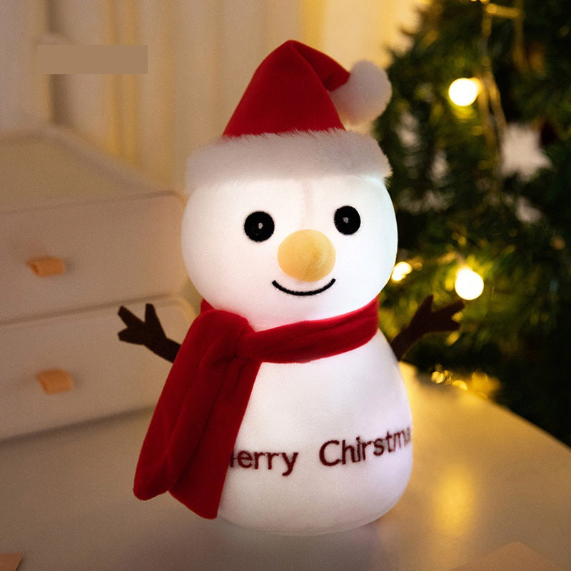 Luminous Singing Christmas Plush Toy – Cute Santa, Elk, or Snowman Plush Doll with Music and Lights, Perfect New Year Gift for Kids