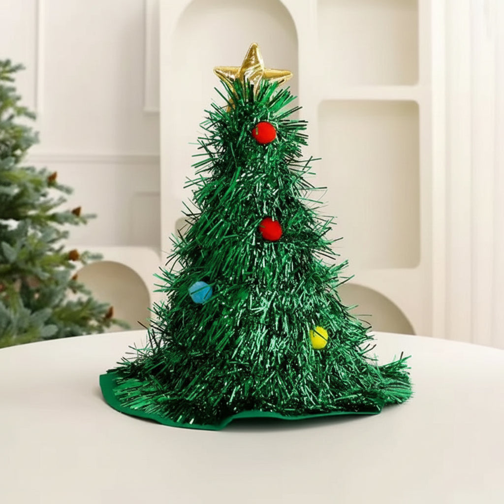 LED Light-Up Christmas Tree Ribbon Hat – Cute Luminous Santa Hat for Holiday Parties, Dress-Up Events, Christmas Photos & Festive Gifts