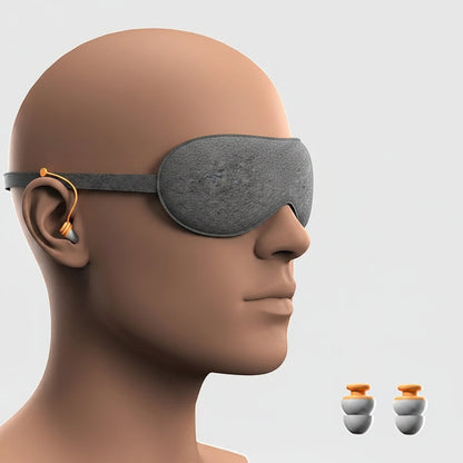 Blackout Sleep Mask – 3D Soft Shading Eye Cover with Noise-Reducing Ear Plugs for Travel, Naps, Meditation and Comfortable Rest Anywhere