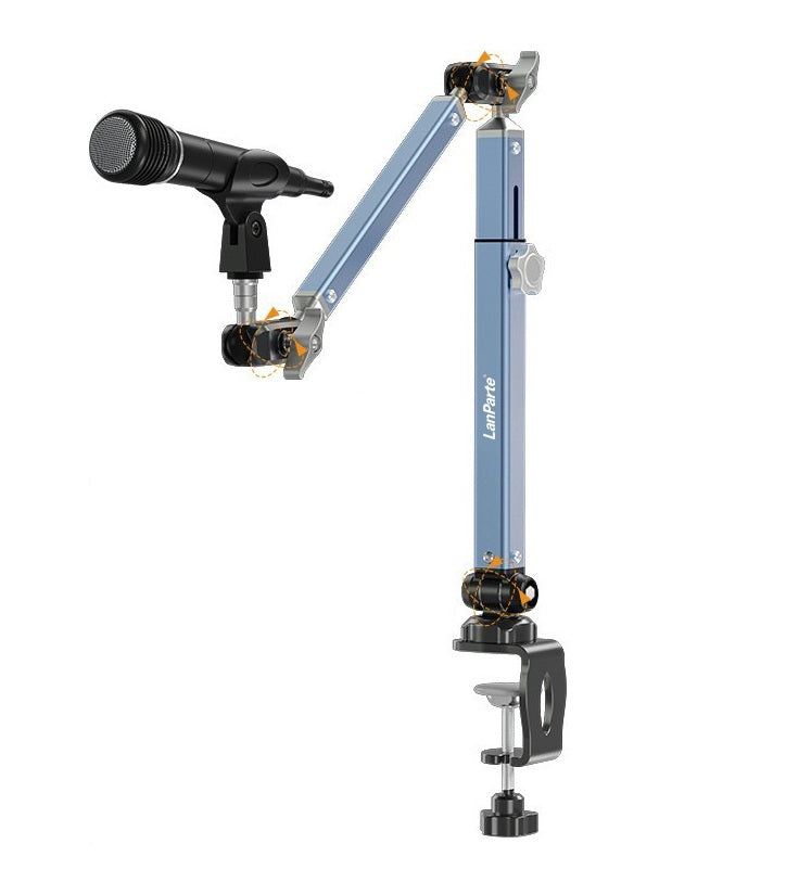Adjustable Mic Boom Arm Desk Mount – 360° Swivel Microphone Stand with Detachable Riser Column for Streaming, Podcasting & Studio Recording