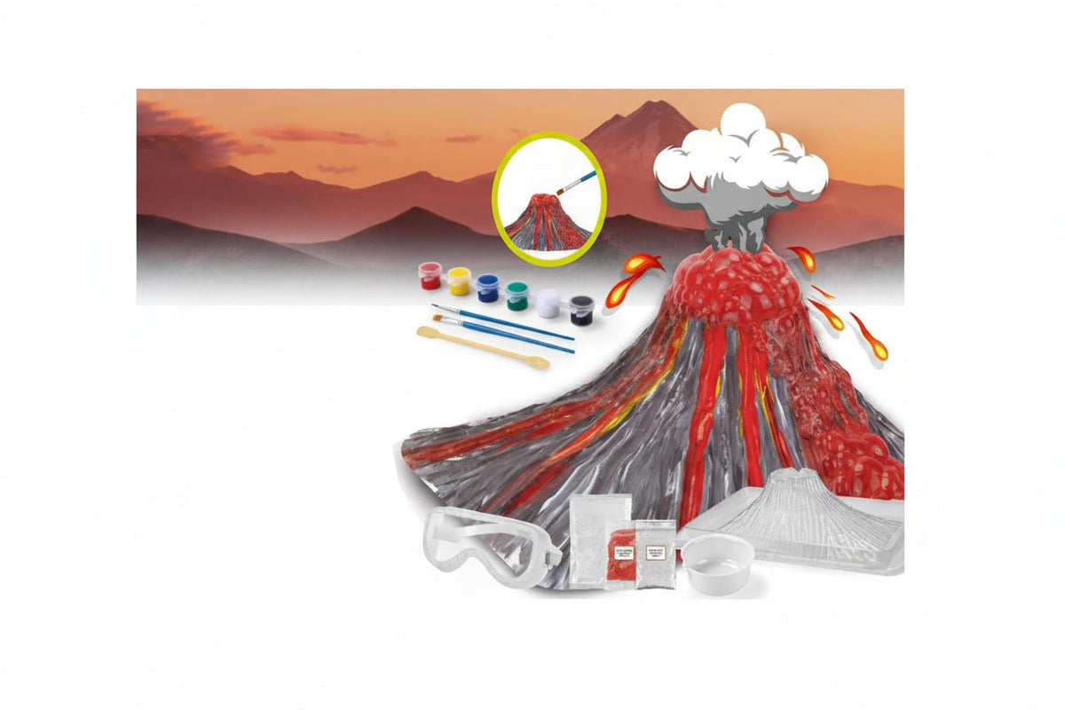 Volcano Eruption Science Kit - DIY Painting and Experiment Toy for Kids Educational Learning and Creative Birthday Gift Activities