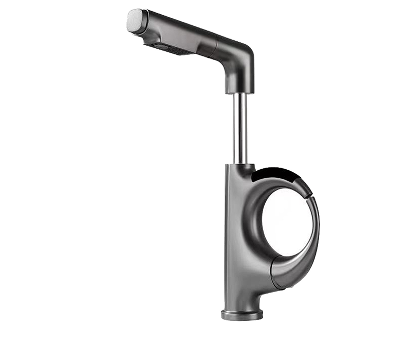 LED Temperature Display Kitchen Faucet – Mechanical Arm Mixer with Pull-Out Sprayer, Adjustable Height and Dual Water Modes for Modern Sinks