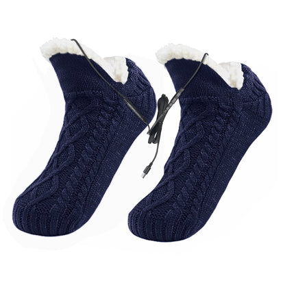 Electric Heated Foot Warmer Socks – Fleece-Lined Thermal Slipper Socks with Gel Grips, No-Slip Cozy Winter Indoor Heating for Men and Women