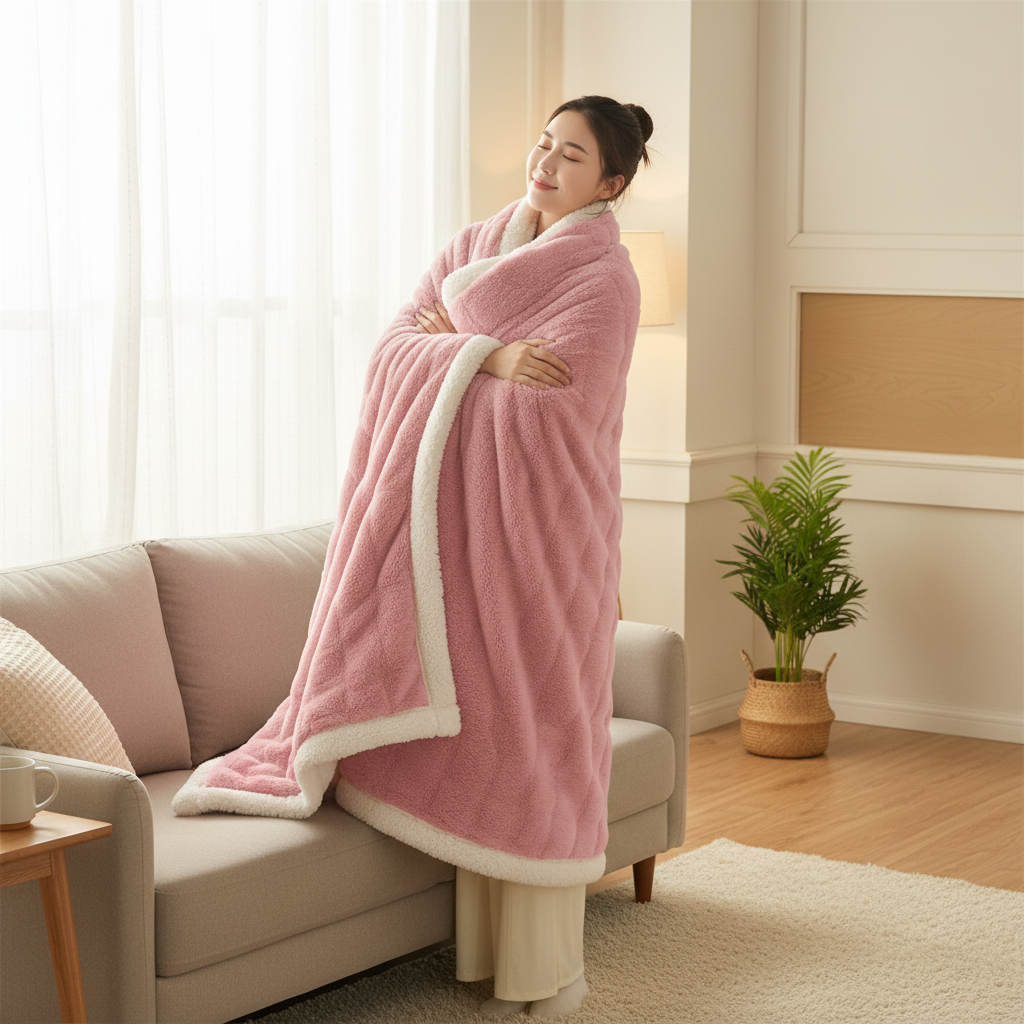 Luxury Faux Rabbit Fur Blanket – Thick Double Layer Plush Winter Bed and Sofa Throw for Cozy Warmth, Soft Comfort and Elegance