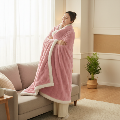Luxury Faux Rabbit Fur Blanket – Thick Double Layer Plush Winter Bed and Sofa Throw for Cozy Warmth, Soft Comfort and Elegance