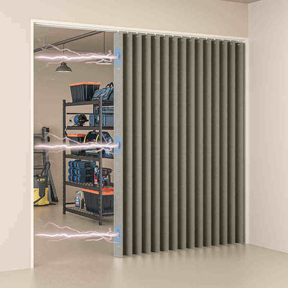 Blackout Door Curtain – Accordion Folding Room Divider Curtain for Doorways & Closets, Pleated Fabric Panel with Hooks