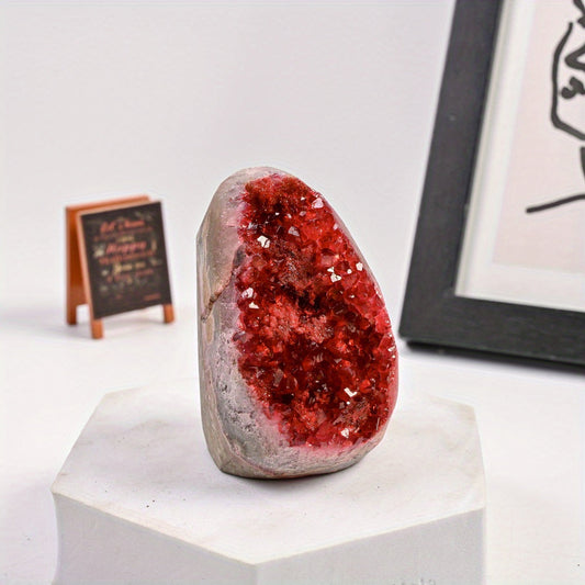 Amethyst Geode Cluster Decor - Natural Crystal Stone for Home Office Decoration, Unique Gift for Spiritual Healing Display