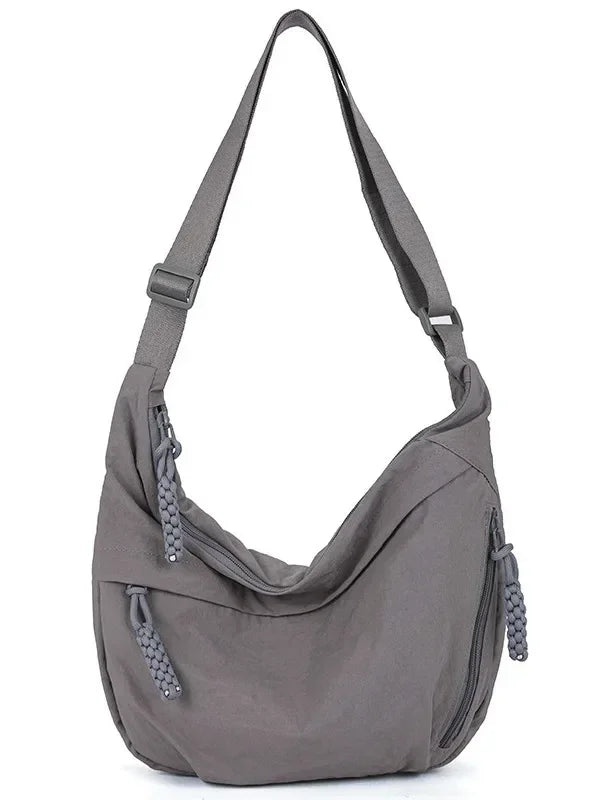 Trendy Soft Cloth Women’s Shoulder Bag – Solid Color Casual Hobo Handbag with Large Capacity, Lightweight Crossbody Style for Students, Daily Use & Travel