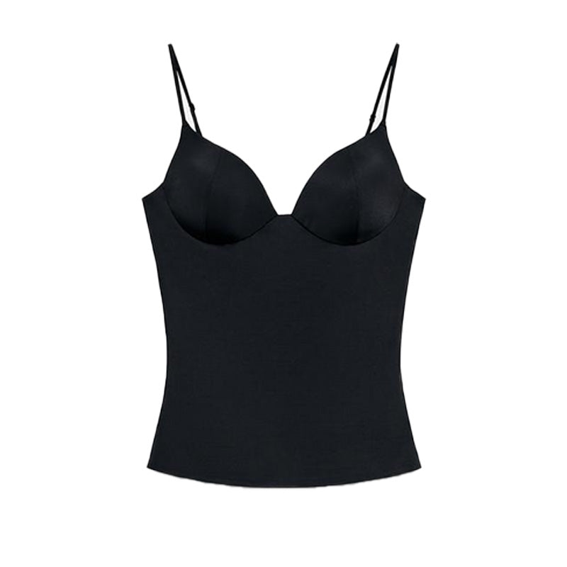 Sleeveless V-Neck Bodysuit – Slim Stretchy Zipper Tank Top for Women, Chic 2026 Spring Summer Parties and Elegant Everyday Styling