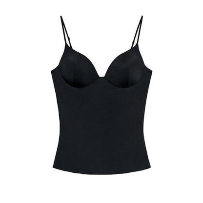 Sleeveless V-Neck Bodysuit – Slim Stretchy Zipper Tank Top for Women, Chic 2026 Spring Summer Parties and Elegant Everyday Styling