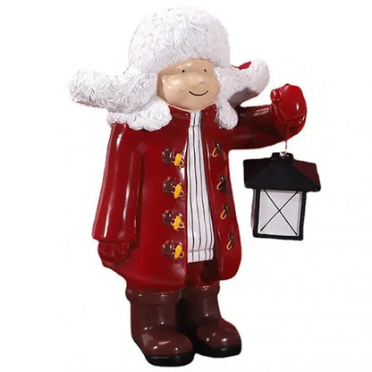 Christmas Children's Lantern Figurine - Adorable Holiday Lantern Sculpture for Kids, Festive Santa and Snowman Decorative Light for Home & Xmas Displays