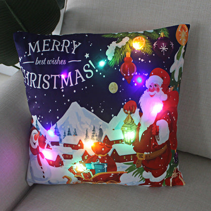 LED Christmas Pillowcase Cover – 45cm Luminous Cushion Cover with Holiday Patterns, Perfect New Year Home Decorations for Festive Ambiance
