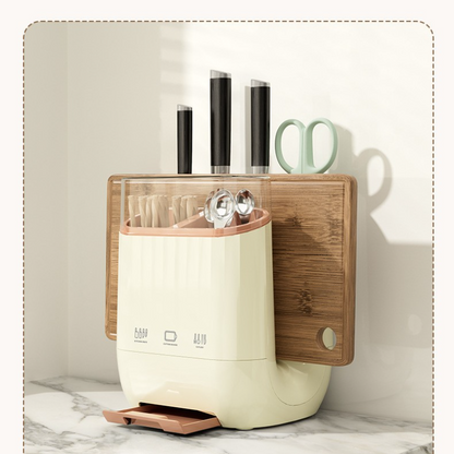 Countertop Knife and Cutting Board Organizer – Drainable Kitchen Storage Rack with Chopstick Holder for Neat, Space-Saving Utensil and Board Organization