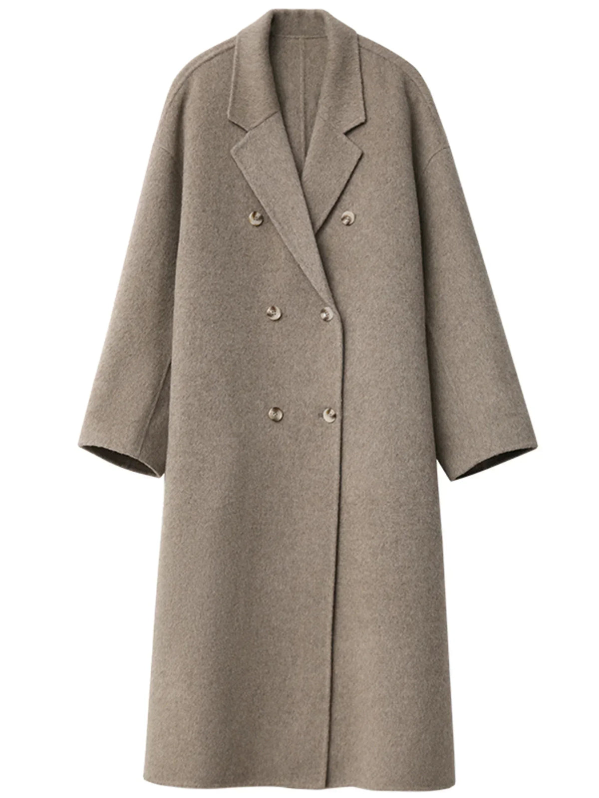 Women's Double Breasted Wool Coat – Long Double Sided Winter Overcoat for Elegant Warmth and Timeless Fashion