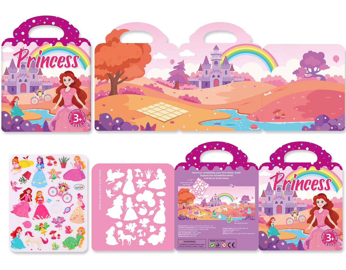 Reusable Sticker Activity Book - Montessori Travel Toy with Multi-Themed Bubble Stickers for Creative Learning