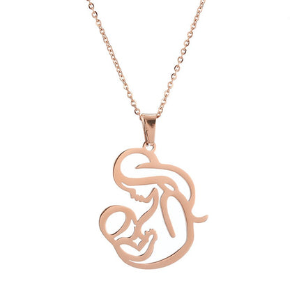 Stainless Steel Family Mom Daughter Pendant Necklace – Mother’s Day Jewelry Gift for Women, Symbolic Love Necklace for Moms Daughters Pregnancy Keepsake