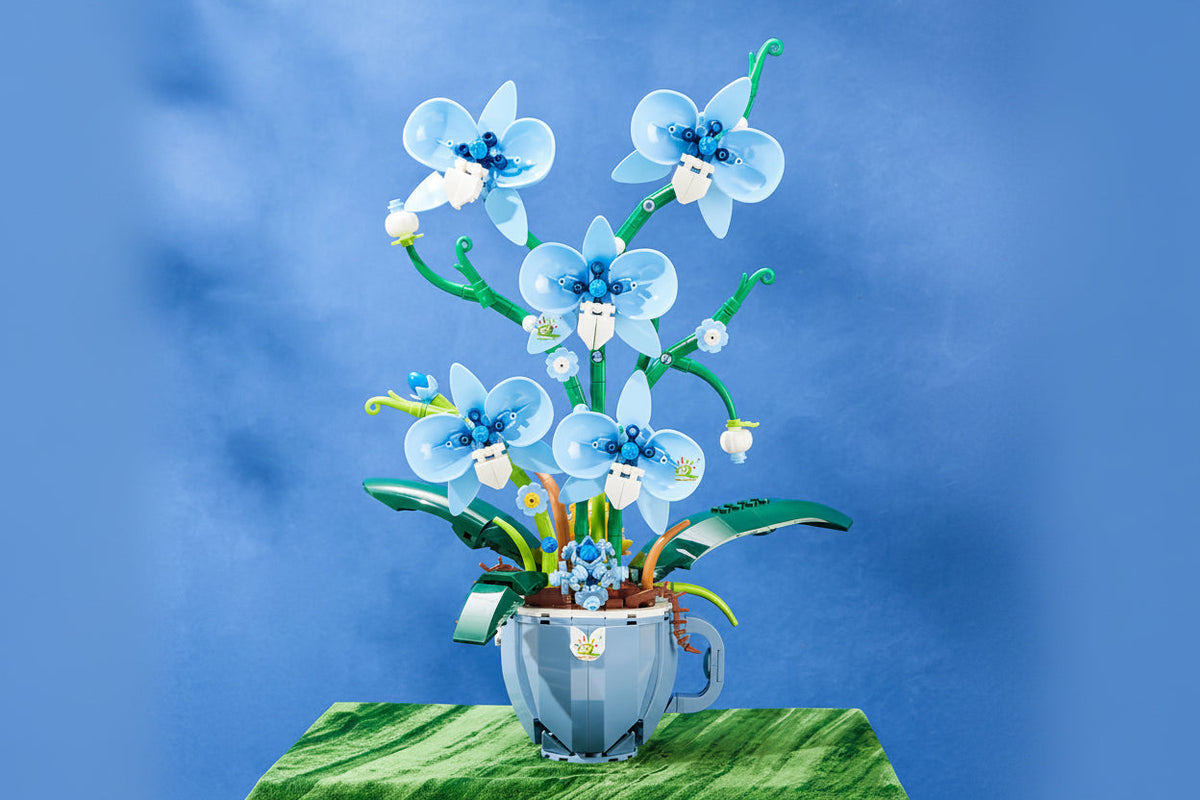 Orchid Coffee Cup Building Blocks – DIY Flower Brick Decoration for Home Desk Display and Creative Gift Giving