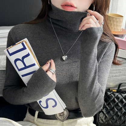 Women's Velvet Turtleneck Sweater – Thick Thermal Knit Pullover for Cozy Winter Layering and Everyday Comfort