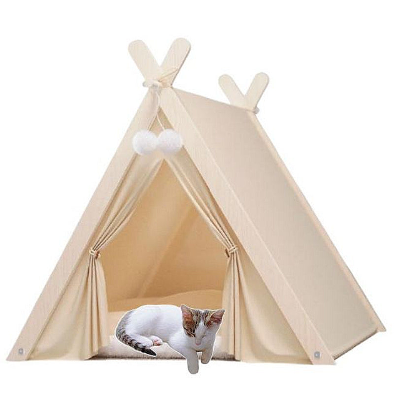 Portable Foldable Pet Tent House – Removable Breathable Cat and Dog Shelter with Thick Comfortable Cushion for All-Season Rest